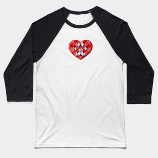 Dog Paw Print And Red Heart Drawing Baseball T-Shirt